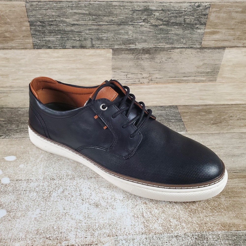 Crown Vintage Thoren Mens Shoes Sz 10.5 M Black White Lace-Up Leather Sneaker